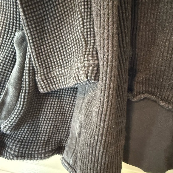 Hard Tail Washed Black Waffle Print Long Sleeve Hooded Open Top with Pockets M - Picture 4 of 9